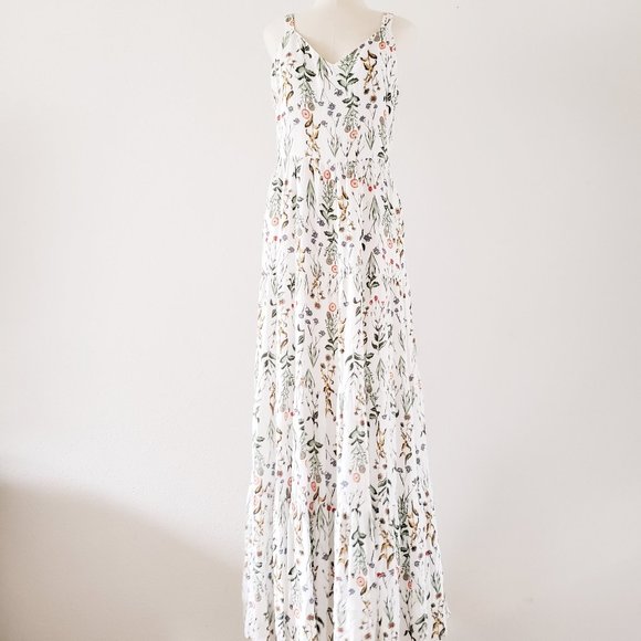 womens white floral maxi dress